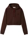 Miu Miu Long-sleeved Hooded Hoodie In Brown