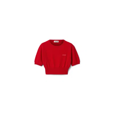 Miu Miu Cropped Cashmere Jumper In Multi