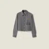 Miu Miu Cropped Chambray Shirt In Grey