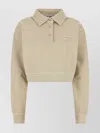 Miu Miu Cropped Cotton Polo Collar Sweatshirt