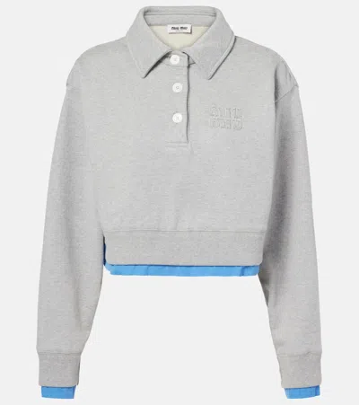 MIU MIU CROPPED COTTON POLO SWEATER