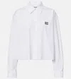 Miu Miu Cropped Cotton Poplin Shirt In White