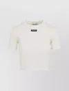 Miu Miu Cropped Cotton T-shirt Lace Trim