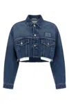 Miu Miu Cropped Denim Jacket In Blue