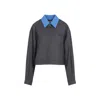 Miu Miu Logo Zip-up Jacket In Grey