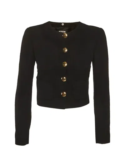 Pre-owned Miu Miu Cropped Jacket In Black