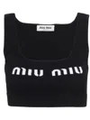 Miu Miu Cropped Logo-knit Tank Top In Black