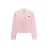 Miu Miu Cotton Shirt With White Collar And Cuffs In Pink
