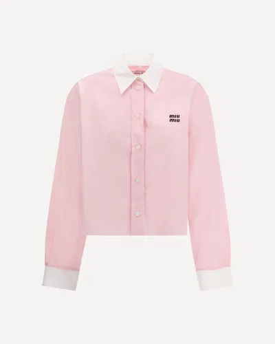 Miu Miu Cropped Shirt In Pink