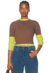 Miu Miu Cropped Short Sleeve Top In Cacao