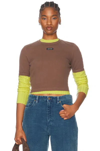 Miu Miu Cropped Short Sleeve Top In Cacao