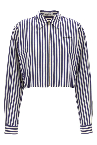 Miu Miu Cropped Striped Shirt