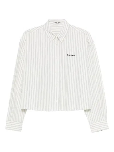 Miu Miu Embroidered Poplin Shirt In White