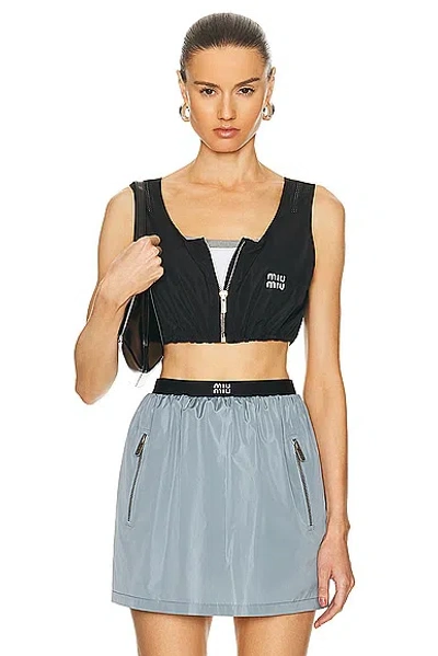 Miu Miu Cropped Tank Top In Nero