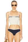 Miu Miu Cropped Textured Knit Top With Contrasting Stripes