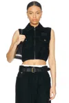 Miu Miu Cropped Velvet Vest In Nero