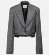 Miu Miu Cropped Virgin Wool Blazer In Ardesia