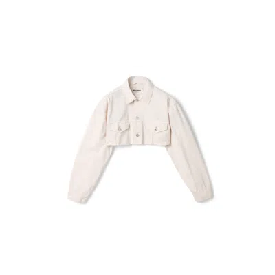 Miu Miu Cropped White Denim Jacket