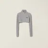 Miu Miu Cropped Wool And Cashmere Cardigan In Gray