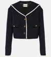 Miu Miu Cropped Wool-blend Tweed Jacket In Blue