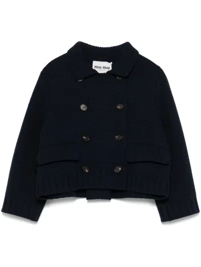 Miu Miu Cropped Wool Jacket In Black