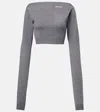 Miu Miu Cropped-pullover Aus Wolle In Grau