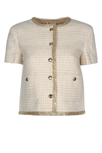 Miu Miu Cropped Wool-blend Jacket In Avorioalbino