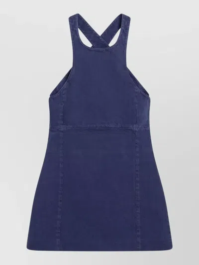 Miu Miu Cross Back Sleeveless Mini Length Dress In Blue