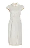 Miu Miu Crushed Silk Satin Midi Dress In White