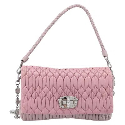 Pre-owned Miu Miu Crystal 2way Matelasse Leather Pink Leather Clutche & Pouche Bag ()