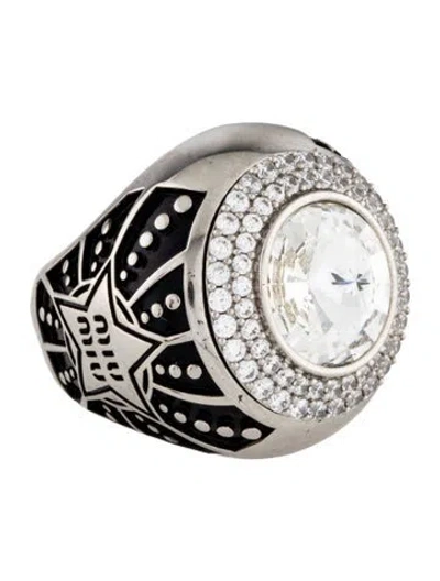 Pre-owned Miu Miu Crystal & Enamel Pavé Cocktail Ring In Multi