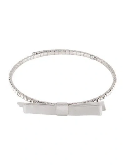 Pre-owned Miu Miu Crystal & Ribbon Choker Necklace, 15.5" In Multicolor