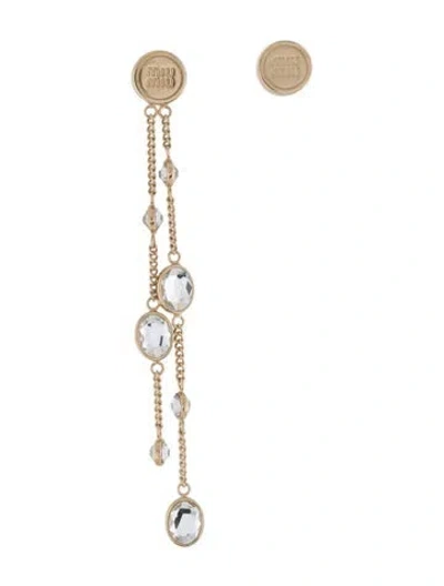 Pre-owned Miu Miu Crystal Asymmetrical Earrings In Clear
