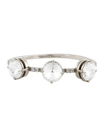 Pre-owned Miu Miu Crystal Bangle Bracelet, 7.25" In Transparent