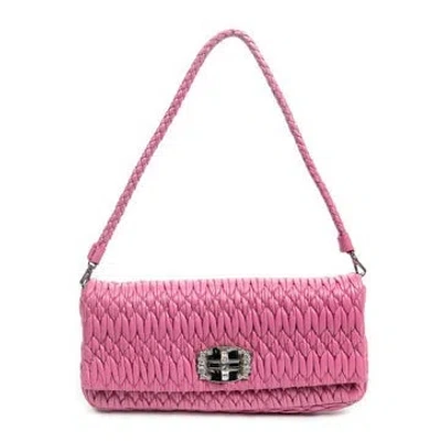 Pre-owned Miu Miu Crystal Chain Flap Clutch In Pink