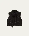 Miu Miu Crystal Chiffon Scarf-neck Cropped Top In F0002 Nero