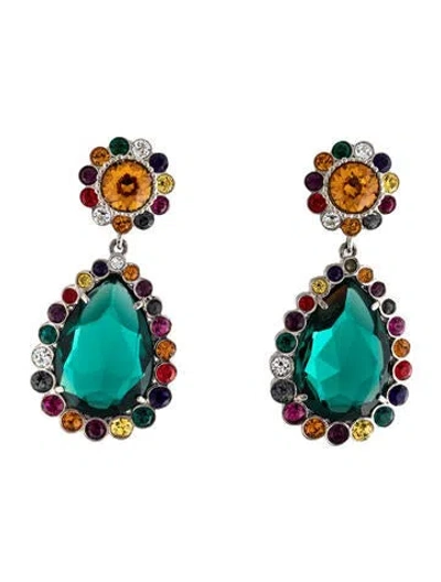 Pre-owned Miu Miu Crystal Clip-on Drop Earrings
