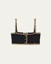 Miu Miu Sequin-embellished Tweed Cropped Top In Nero