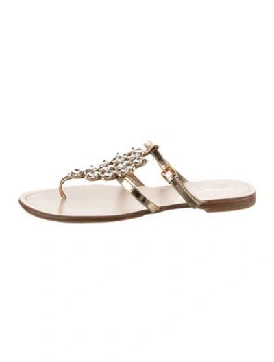 Pre-owned Miu Miu Crystal Crystal Embellishments Slides In Silver