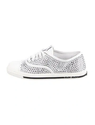 Pre-owned Miu Miu Crystal Crystal Embellishments Sneakers