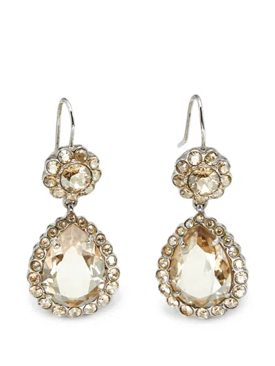 Pre-owned Miu Miu Crystal Drop Earrings In Silver