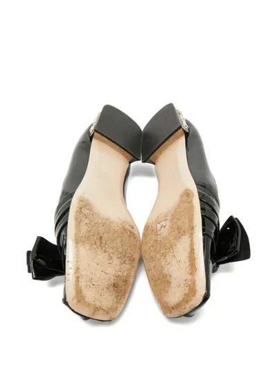 Pre-owned Miu Miu Crystal-embellished Ballet Flats In Black