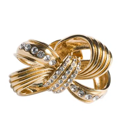 Miu Miu Crystal-embellished Brooch In Gold