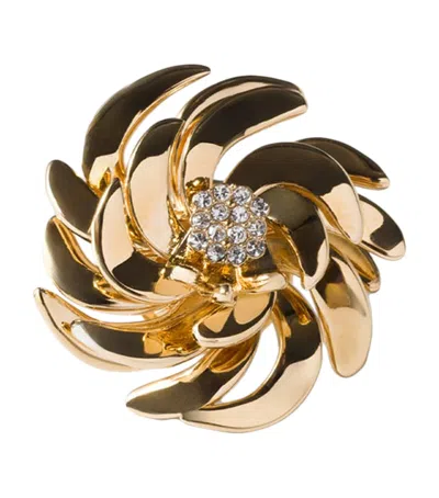 Miu Miu Crystal-embellished Brooch In Gold