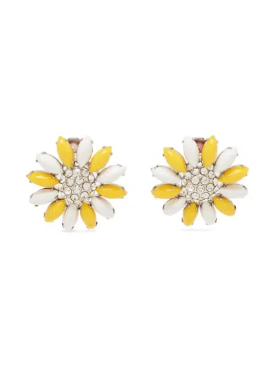Pre-owned Miu Miu Crystal-embellished Floral-motif Earrings