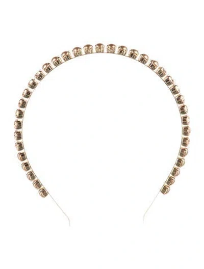 Pre-owned Miu Miu Crystal Embellished Headband In Gold