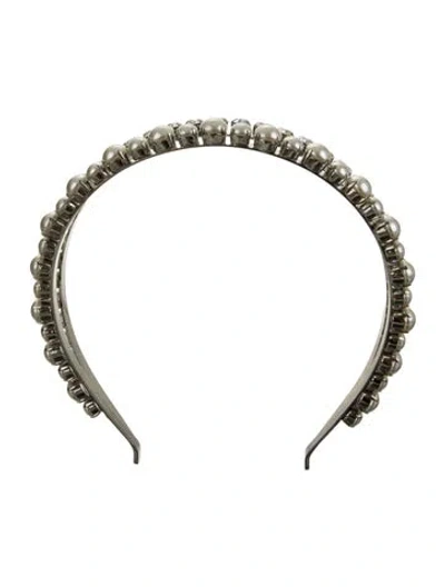 Pre-owned Miu Miu Crystal Embellished Headband In Silver