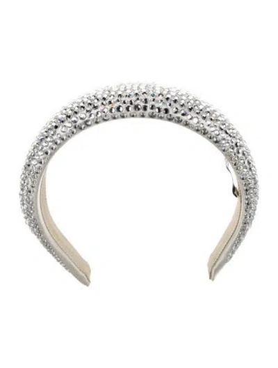 Pre-owned Miu Miu Crystal Embellished Headband In White
