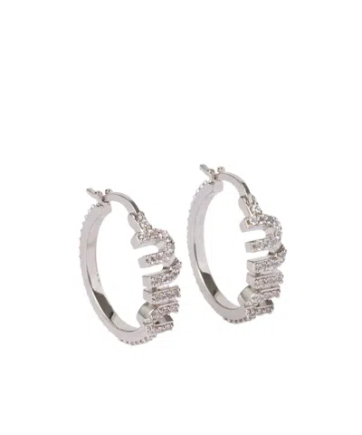 Miu Miu Crystal-embellished Hoop Earrings In White