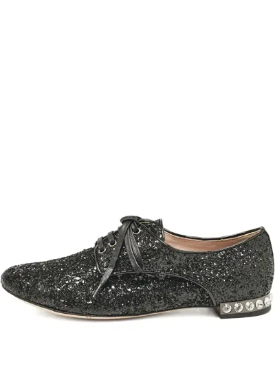 Pre-owned Miu Miu Crystal-embellished Lace-up Shoes